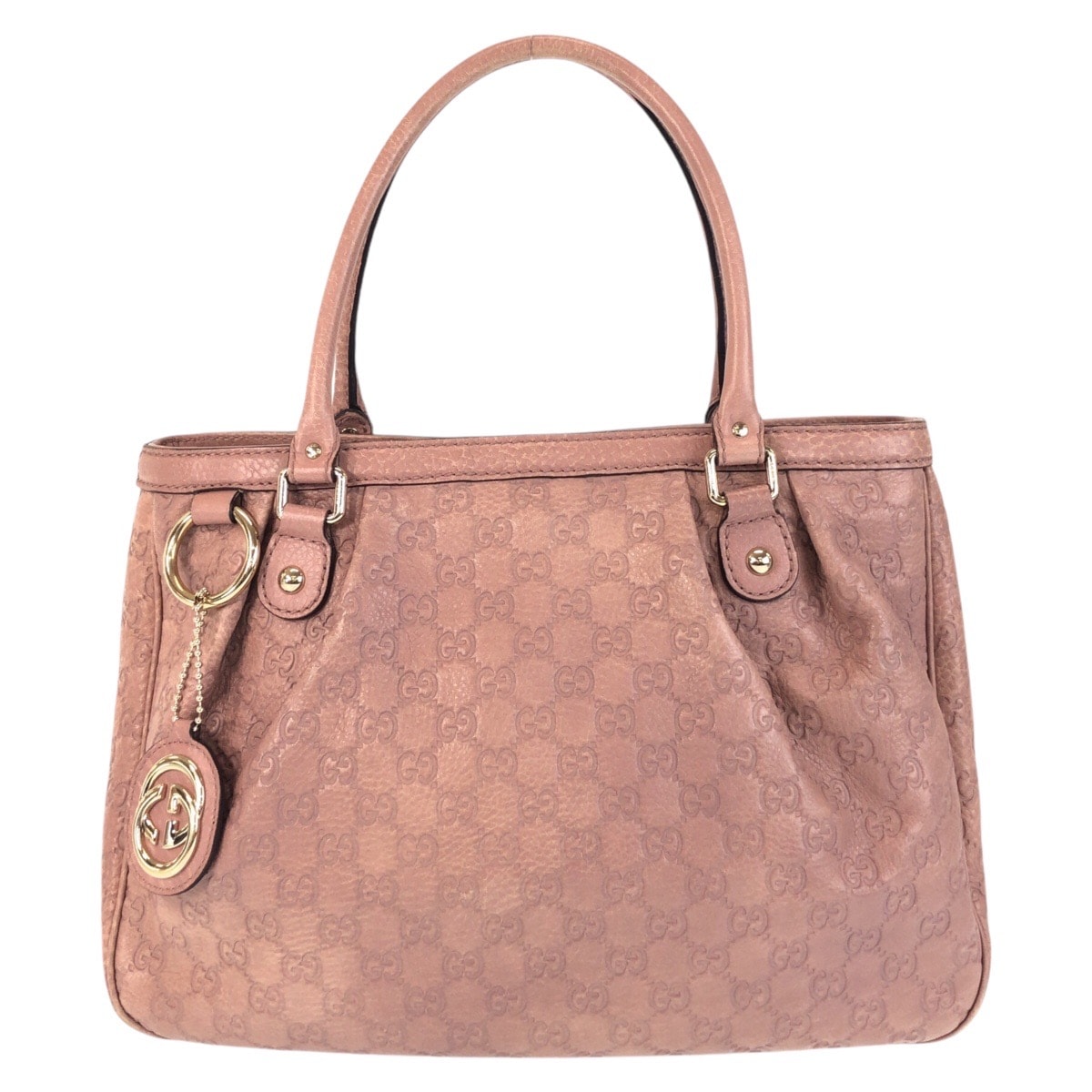 美品 GUCCI グッチ グッチシマ スーキー ピンクベージュ ゴールド金具 レザー トートバッグ ショルダーバッグ 600952 【中古】