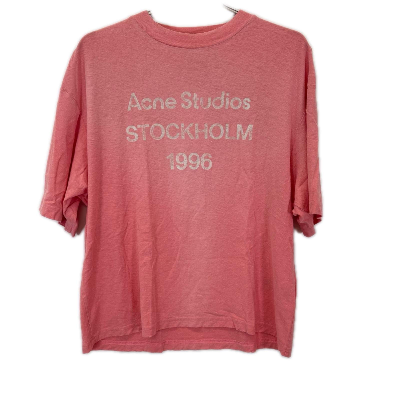 アクネ ストゥディオズ FN-UX-TSHI000013 タンゴピンク スプレー加工ロゴTシャツ S