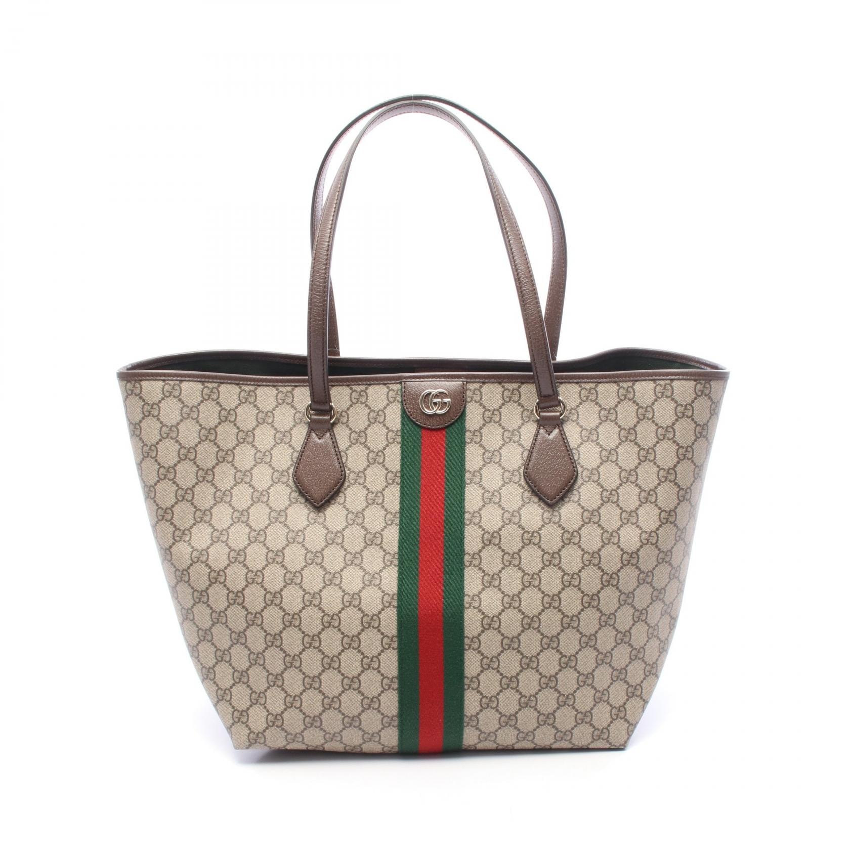 グッチ GUCCI オフィディア ラージ GGスプリーム トートバッグ バッグ PVCコーティングキャンバス レザー レディース ベージュ系 / ブラウン系 / マルチカラー 836829 【中古】
