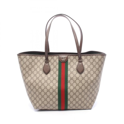 グッチ GUCCI オフィディア ラージ GGスプリーム トートバッグ バッグ PVCコーティングキャンバス レザー レディース ベージュ系 / ブラウン系 / マルチカラー 836829 【中古】