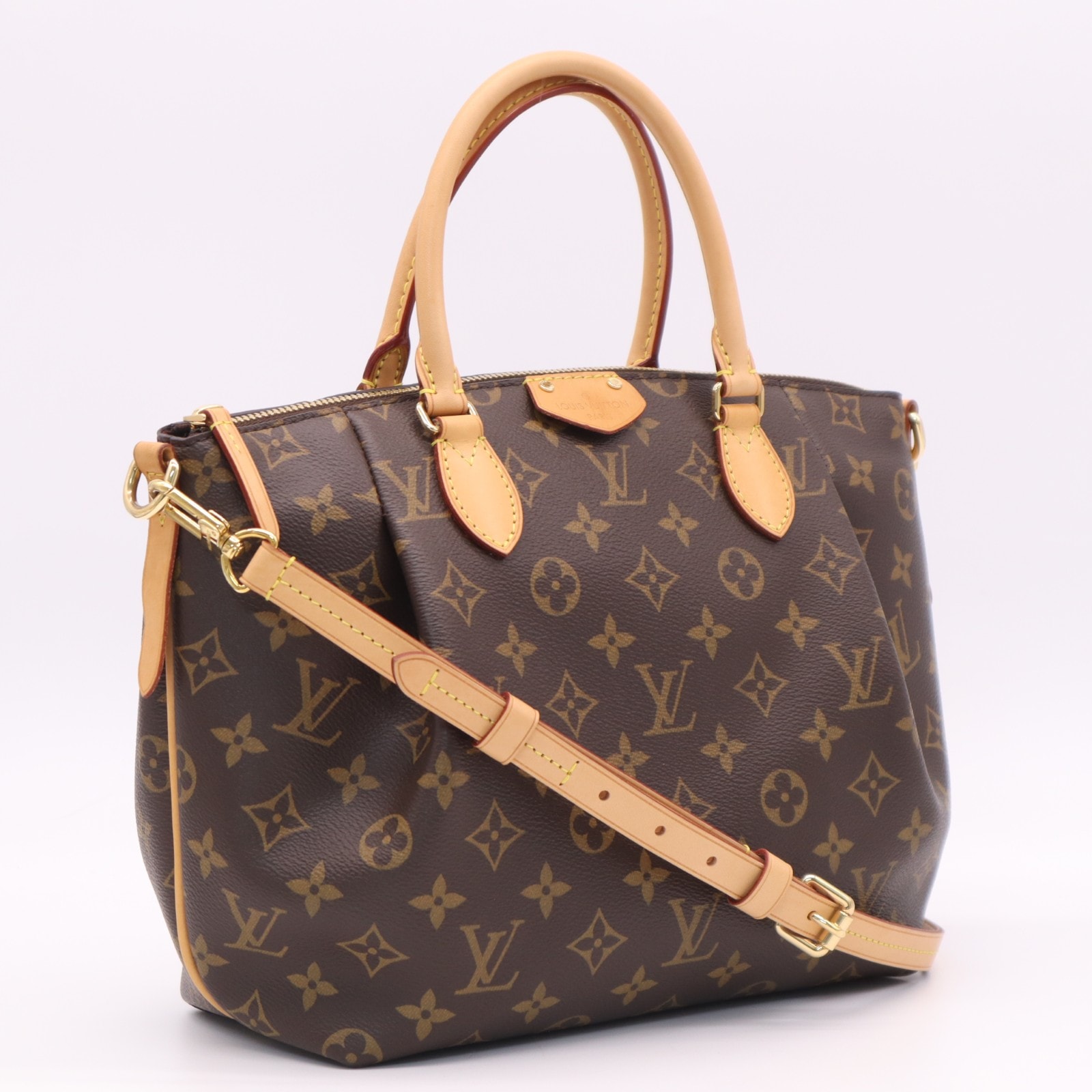 美品 LOUIS VUITTON ルイ・ヴィトン モノグラム テュレン PM M48813 ショルダーバッグ ブラウン ベージュ コーティングキャンバス レザー レディース