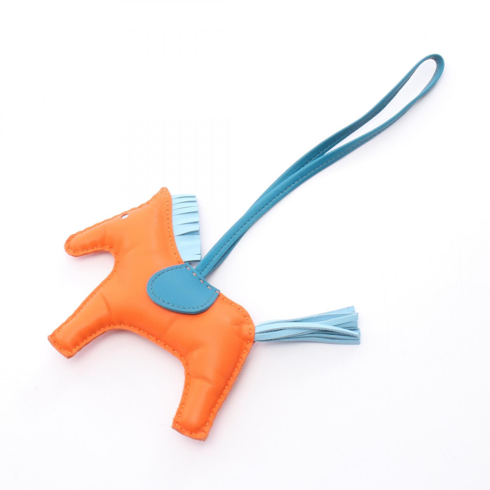 エルメス HERMES ロデオMM チャーム アクセサリー レザー アニョーミロ アニョーミロ フー レディース オレンジ系 / グリーン系 / ブルー系/ ブルーイズミール/セレステ 【中古】