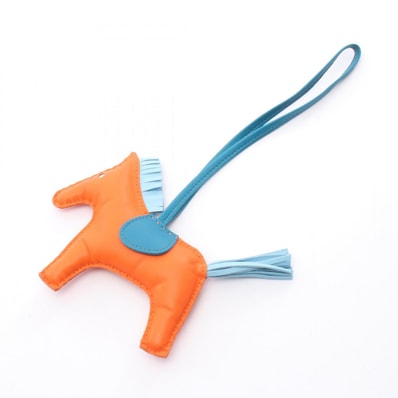 エルメス HERMES ロデオMM チャーム アクセサリー レザー アニョーミロ アニョーミロ フー レディース オレンジ系 / グリーン系 / ブルー系/ ブルーイズミール/セレステ 【中古】