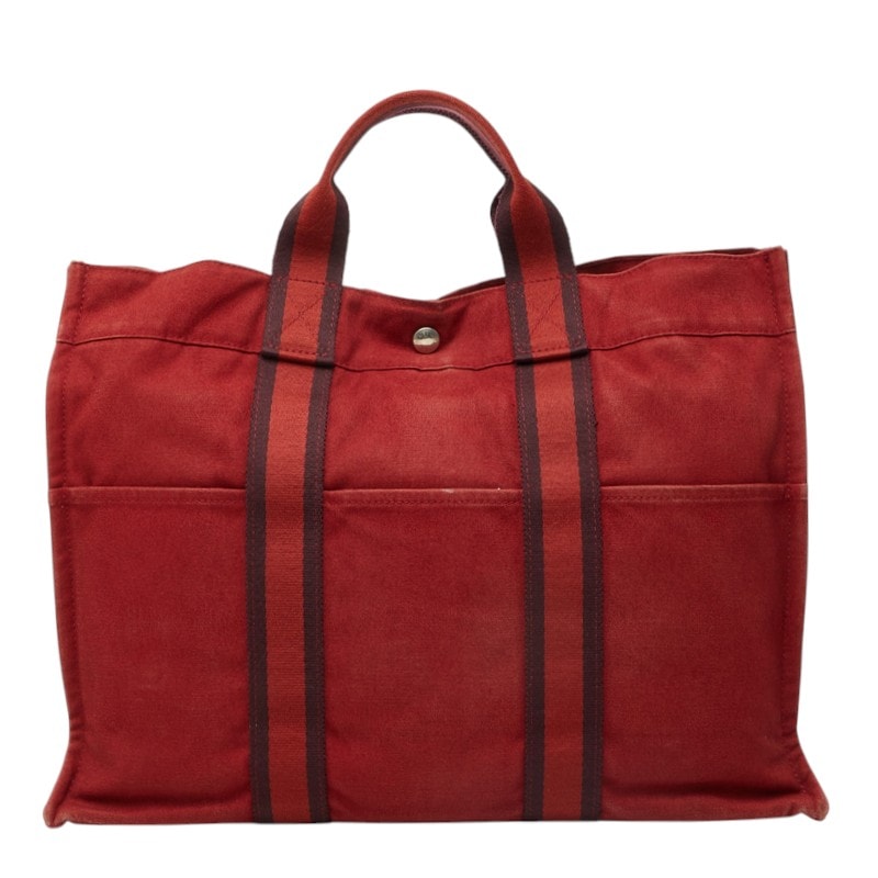 HERMES Fourre-tout Canvas Tote Bag "Red"
