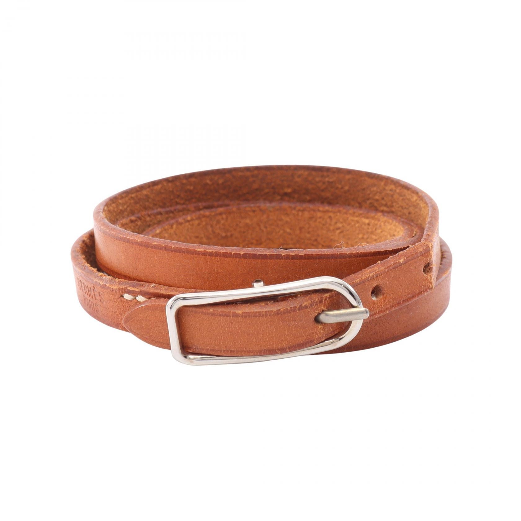 エルメス HERMES アピ1 ロング □B刻印 ブレスレット アクセサリー レザー レディース ブラウン系 【中古】