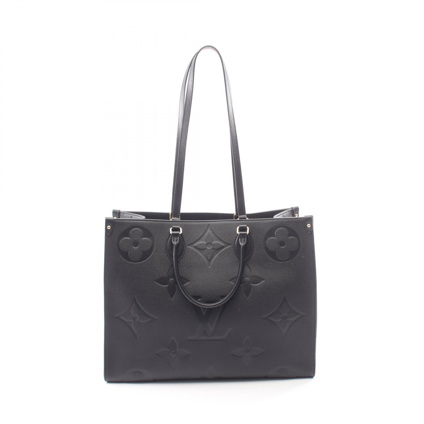 ルイ・ヴィトン LOUIS VUITTON オンザゴーGM 2WAY トートバッグ バッグ レザー モノグラム・アンプラント ノワール レディース ブラック系 M44925 【中古】