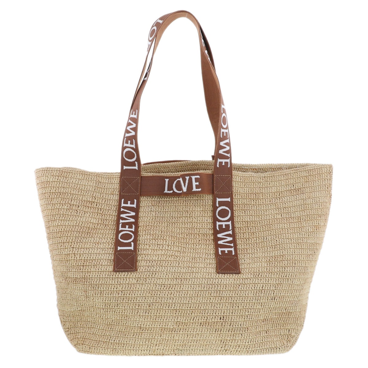 LOEWE ロエベ ラフィア フォールド ショッパー トートバッグ トートバッグ B507X23X04 ラフィア ナチュラル タン  レディース【中古】