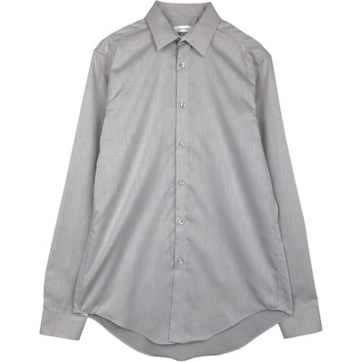 古着 00年代~ カルバンクライン Calvin klein slim fit performance non-iron ヘリンボーン 長袖 コットンシャツ メンズM相当/eaa650814