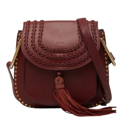 クロエ ハドソン ウィップステッチ 斜め掛け ショルダーバッグ ワインレッド レザー レディース Chloe 中古