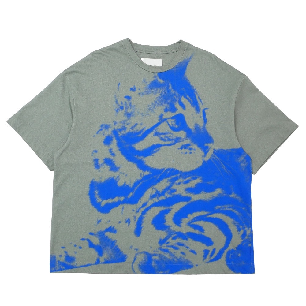 ■美品■2024SS■JIL SANDER ジルサンダー 半袖Tシャツ サイズL キャット アニマル グラフィック クルーネック イタリア製 ブランド古着【中古】20260804/RB0463