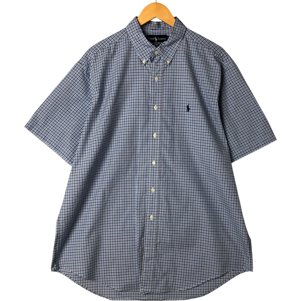古着 ラルフローレン Ralph Lauren CLASSIC FIT ギンガムチェック 半袖 ボタンダウン チェックシャツ メンズXL相当/eaa550520