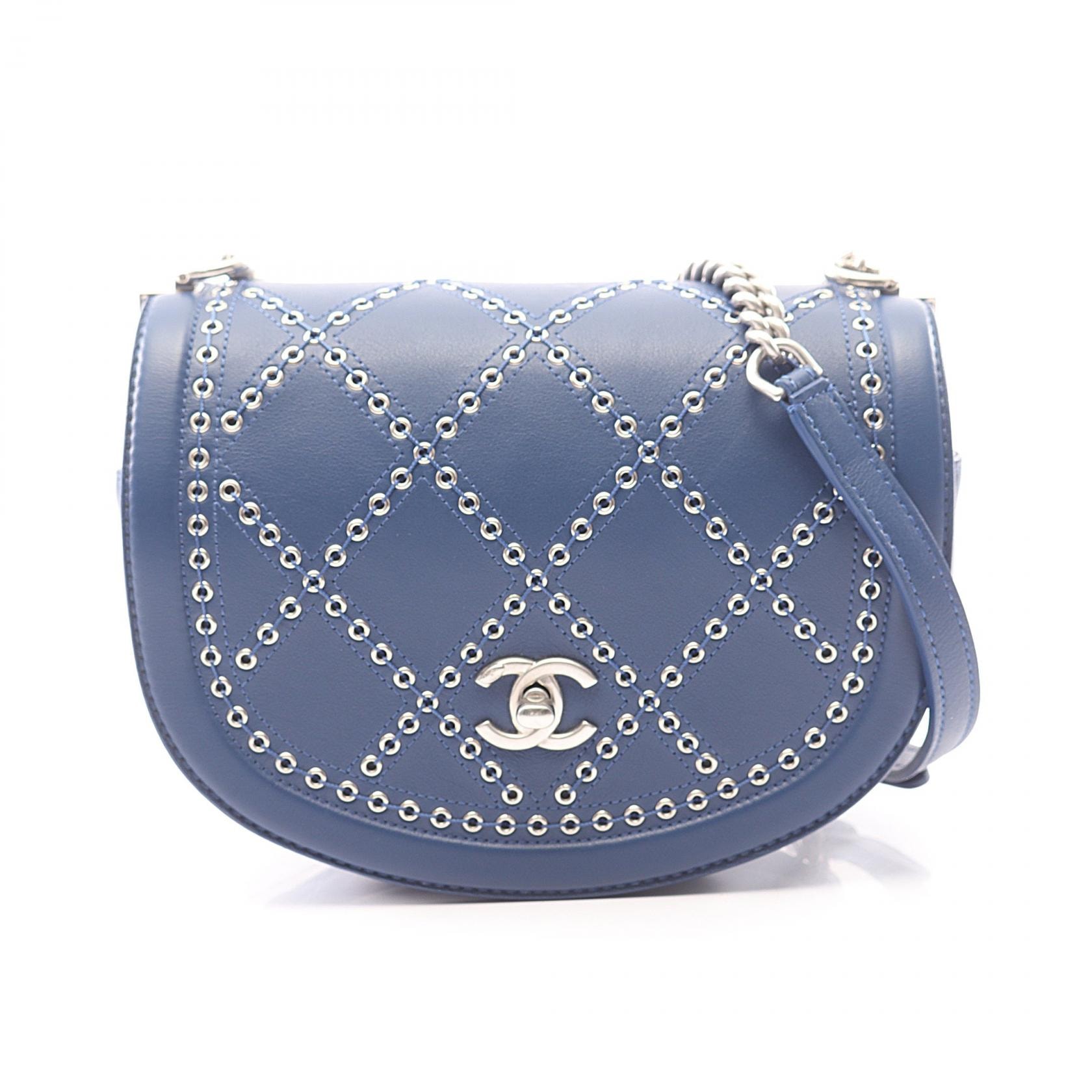 シャネル CHANEL マトラッセ ココアイレット ラウンドミニ ショルダーバッグ バッグ レザー レディース ブルー系 【中古】