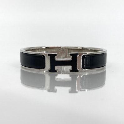 HERMES(エルメス) クリックH 回転式クラスプ ブレスレット ブラック×シルバー