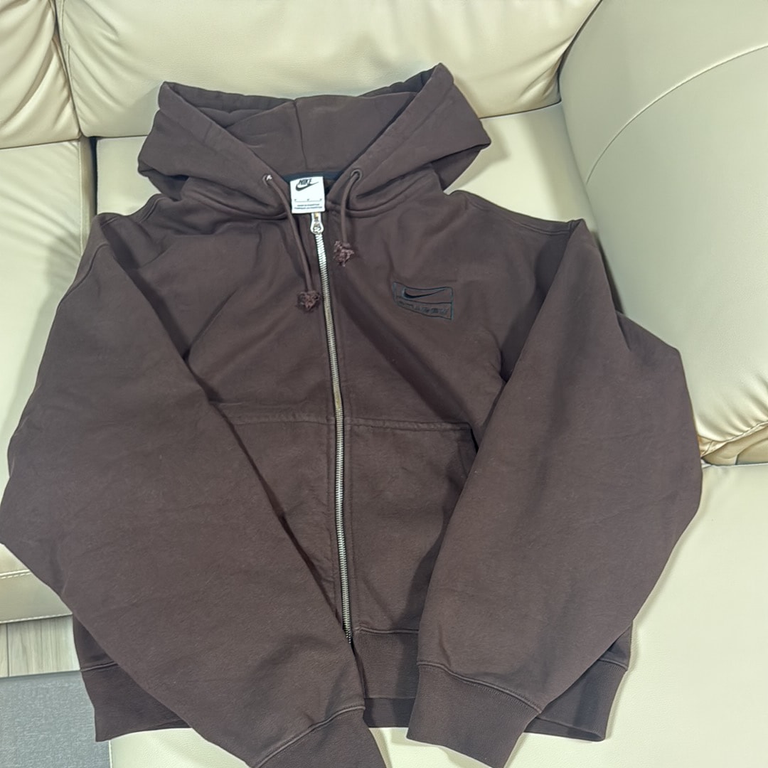 Stussy x Nike Stone Washed Fleece Zip Hoodie "Dark Cinder" (US Size) FJ9175-261