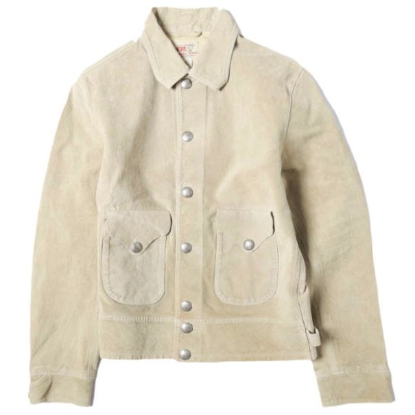 新品 RRL ダブルアールエル 26SS ラフアウトスエードジャケット MNRROTW16020197 / 782P05097001 S Vintage Ivory 革ジャン Double RL レザージャケット 定価349,800円 コンチョボタン アウター