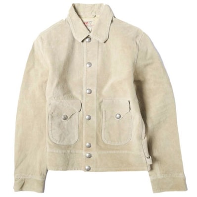 新品 RRL ダブルアールエル 26SS ラフアウトスエードジャケット MNRROTW16020197 / 782P05097001 S Vintage Ivory 革ジャン Double RL レザージャケット 定価349,800円 コンチョボタン アウター