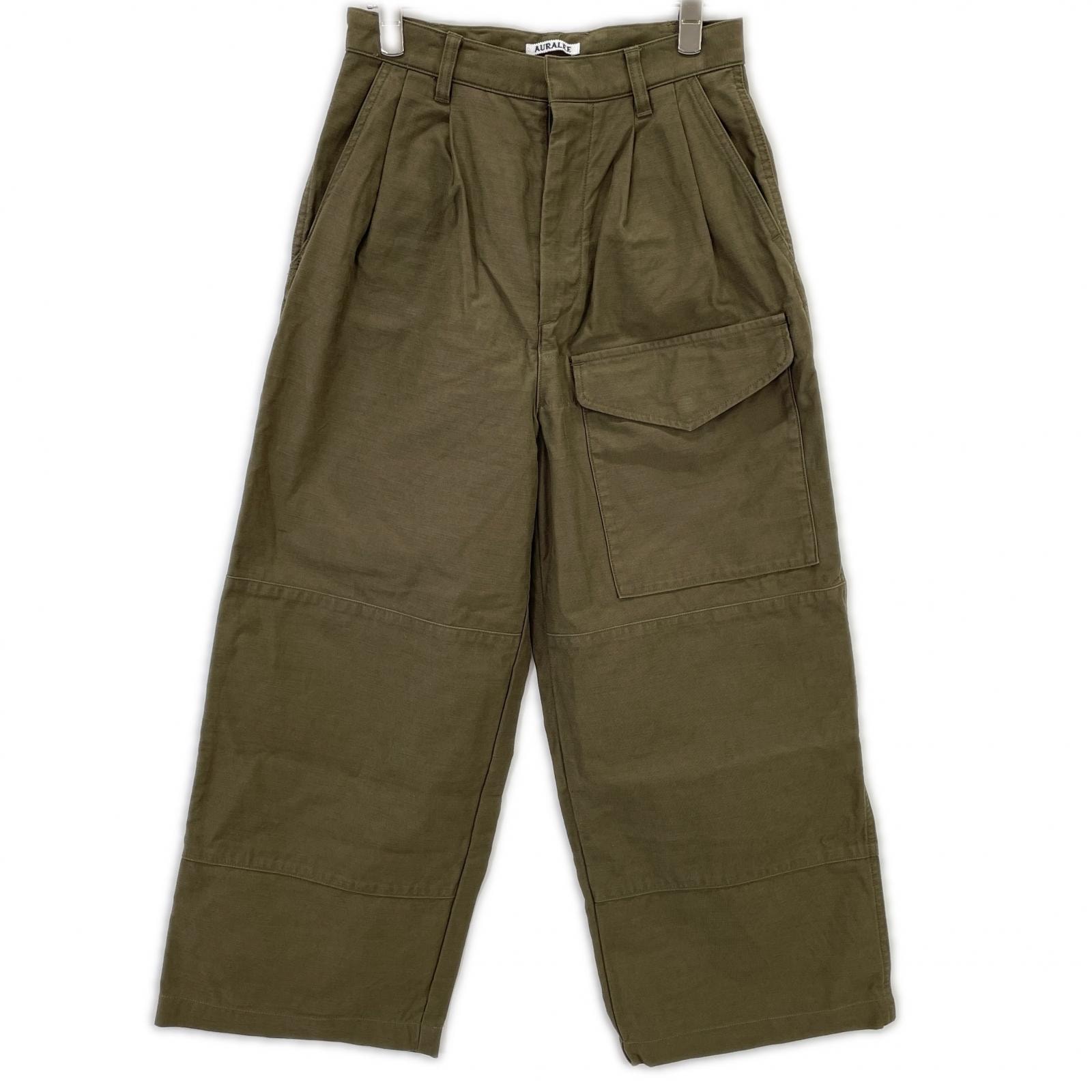 オーラリー 【美品】A25AP02BP WASHED BAGGY SATIN CARGO PANTS カーゴパンツ O