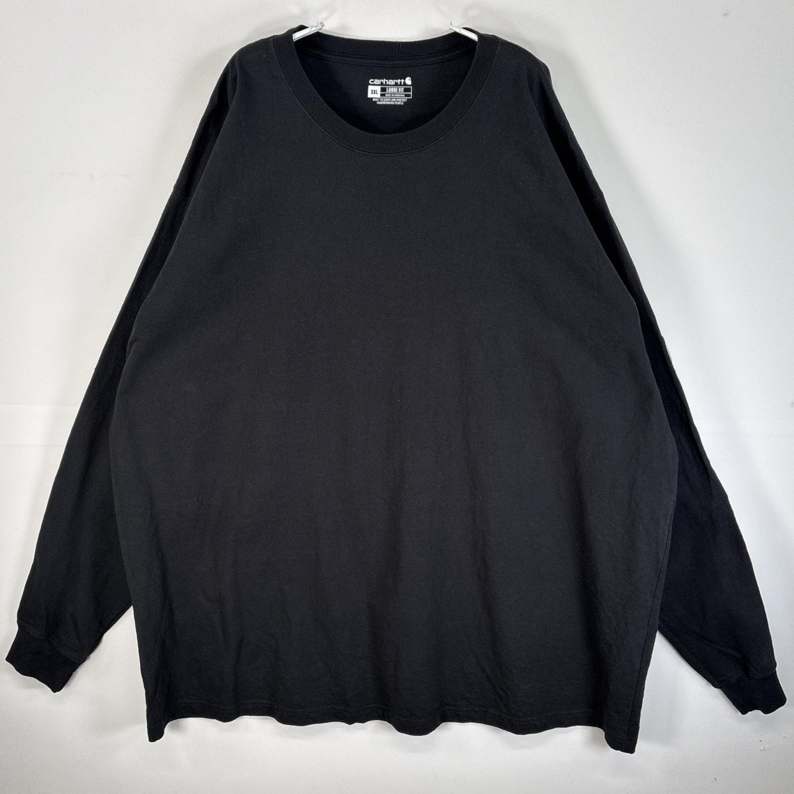 古着 カーハート Carhartt 長袖Tシャツ 袖 ラバープリント 大きいサイズ 肉厚 3XL  ブラック メンズ
