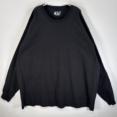古着 カーハート Carhartt 長袖Tシャツ 袖 ラバープリント 大きいサイズ 肉厚 3XL ブラック メンズ