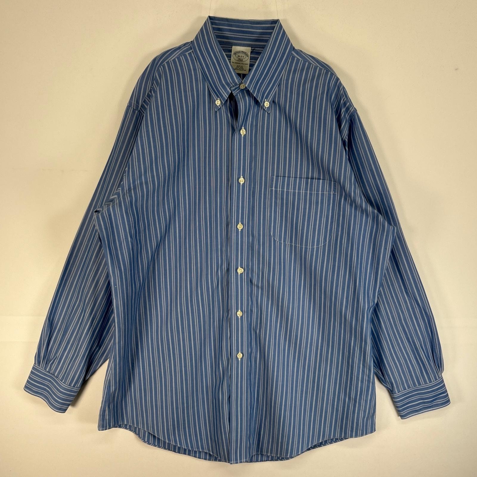 古着 ブルックスブラザーズ Brooks Brothers 長袖シャツ ボタンダウン 大きいサイズ XL  ブルー系 ストライプ メンズ