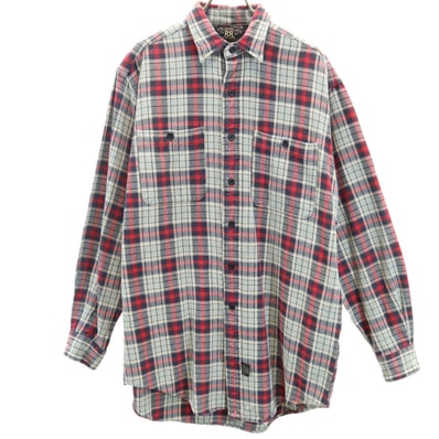 RRL ダブルアールエル 90s 初期タグ 赤3星 オールド チェック柄 長袖 ネルシャツ S グレー RALPH LAUREN ラルフローレン