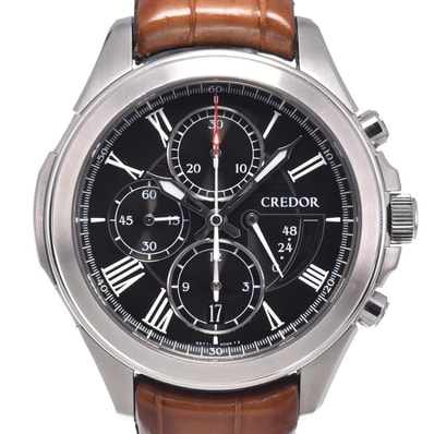 セイコー SEIKO GCBK987/6S77-00B0 クレドール パシフィーク クロノグラフ パワーリザーブ メンズ 美品 箱・保証書付き 腕時計 J#150497