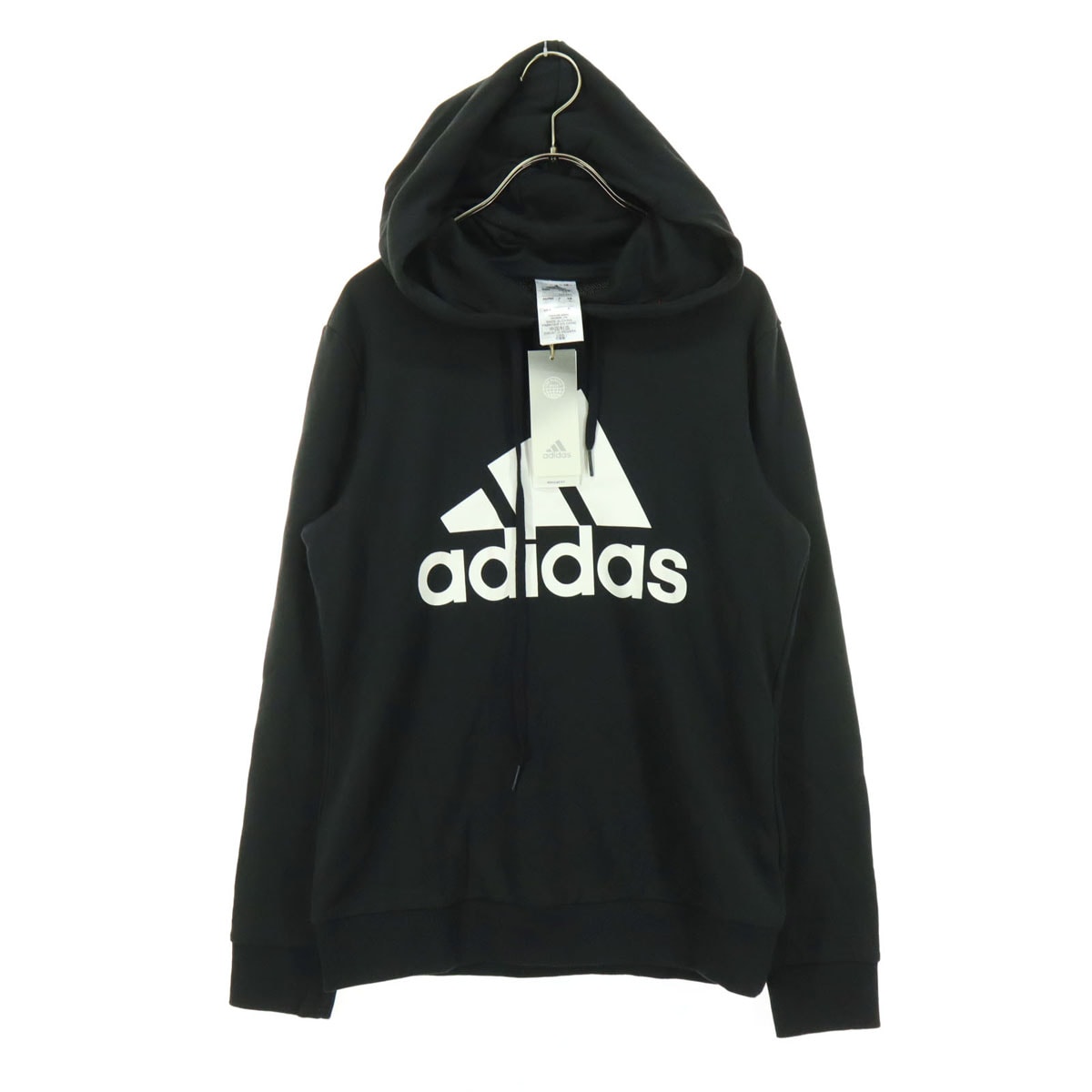 未使用 adidas アディダス フロントプリント 長袖 スウェットパーカー L ブラック