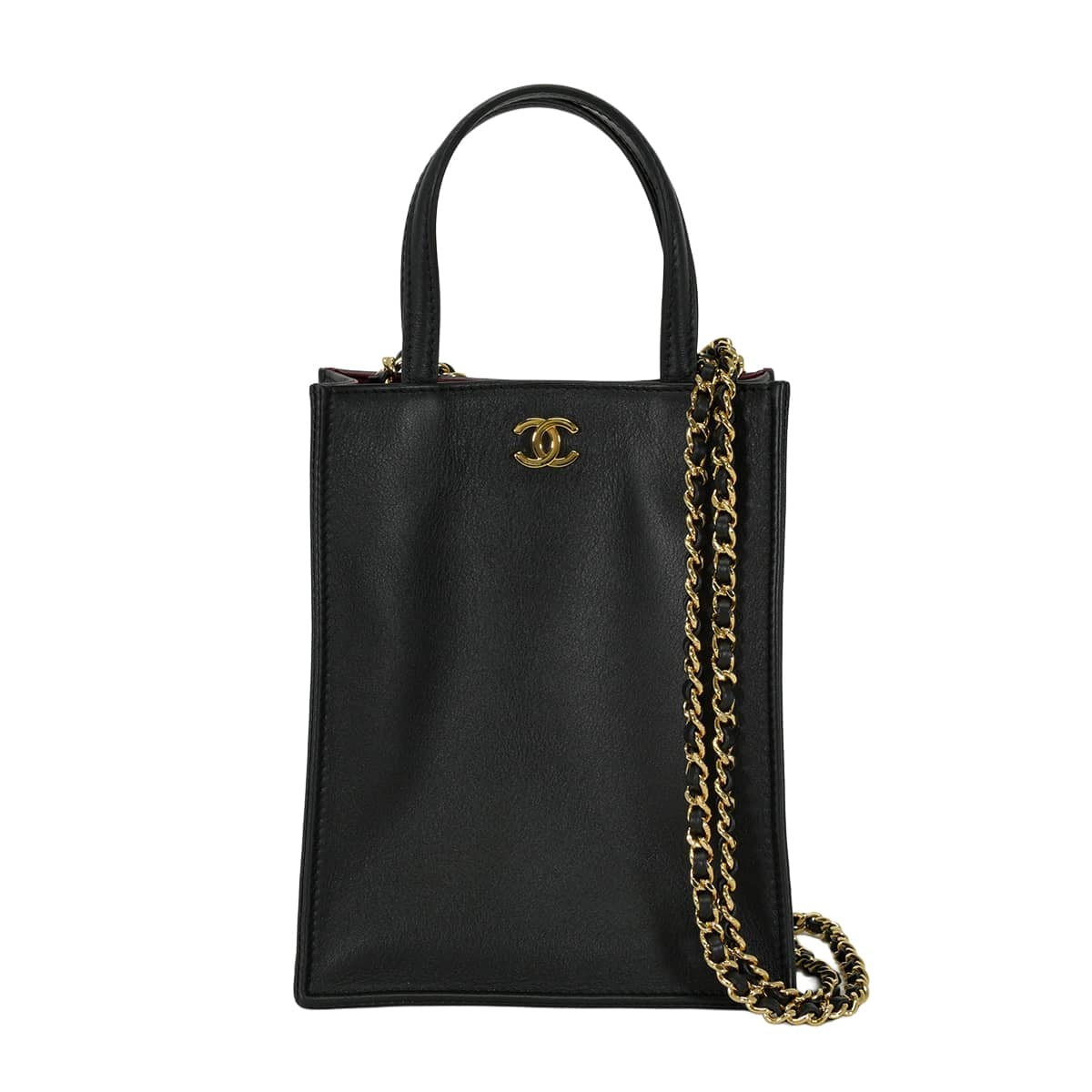 2026年メティエダールコレクション CHANEL シャネル ショルダーバッグ ショッピングバッグ ココマーク ミニ 黒 (ブラック)/ボルドー カーフスキン ゴールド金具 AP5398 新品同様【中古】