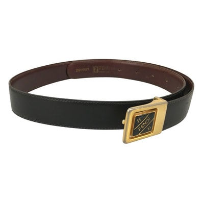 FENDI フェンディ S.A.S バックルロゴ レザーベルト ヴィンテージ 250-70077 ブラック×ブラウン