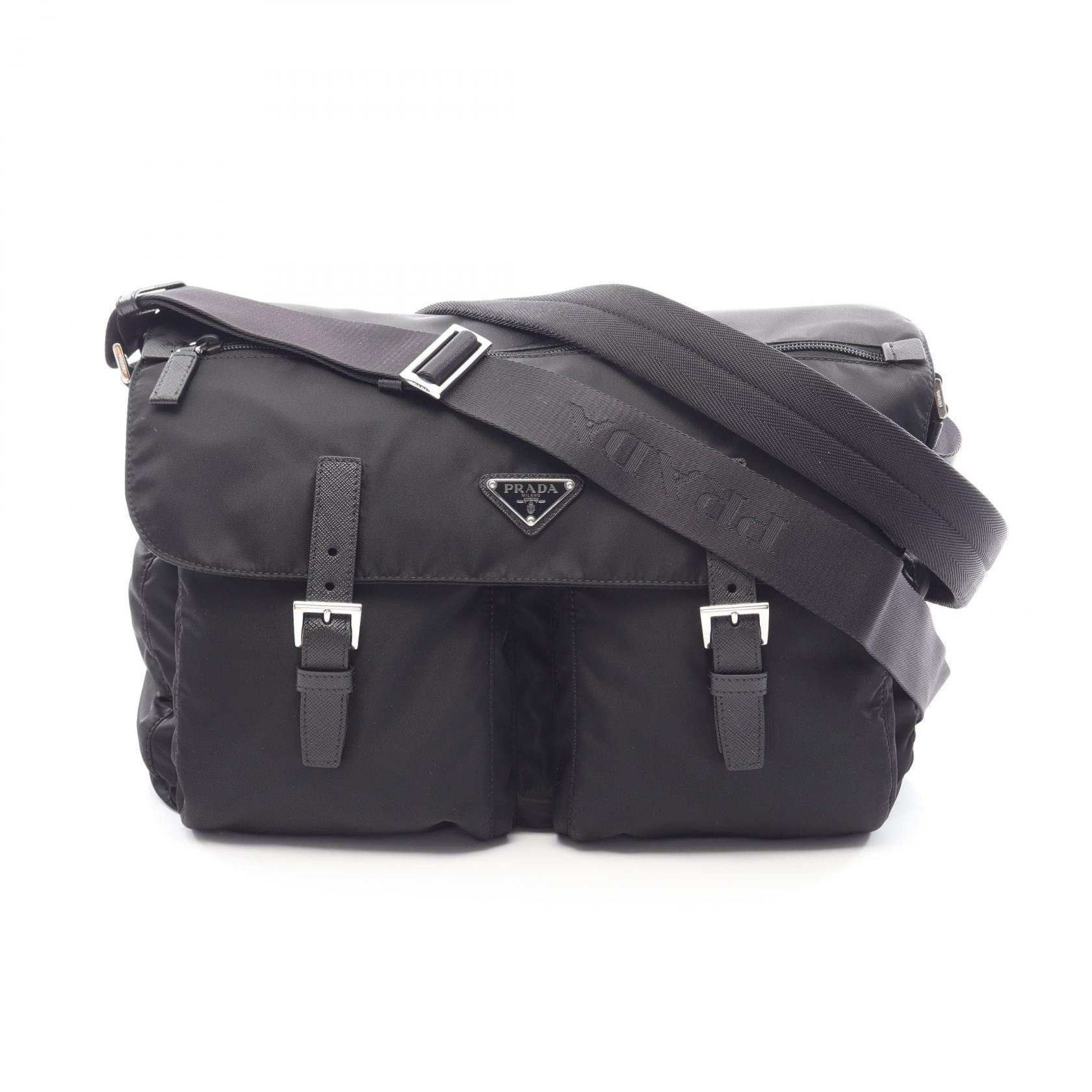 プラダ PRADA VELA 2WAY ショルダーバッグ バッグ ナイロン サフィアーノレザー メンズ ブラック系 2VD0722C26F0002 【新品】
