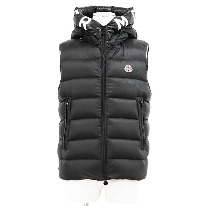MONCLER モンクレール ダウンベスト MONTREUIL サイズ 1 メンズ 2021年製 ロゴ フーデッド ナイロン100% ダウンジャケット アウター ブラック 黒 ルーマニア製