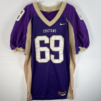 古着 ナイキ NIKE 半袖 ゲームシャツ NFL CHOCTAWS フットボールシャツ 14041 パープル系 無地 メンズ