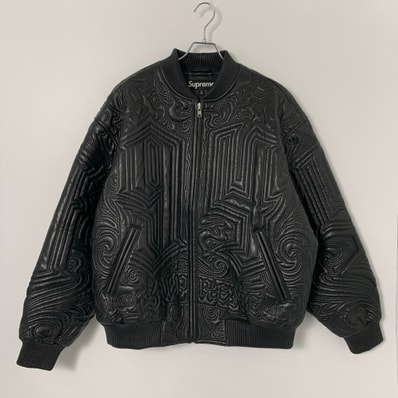 Supreme Mister Cartoon Embroidered Leather Jacket "Black"