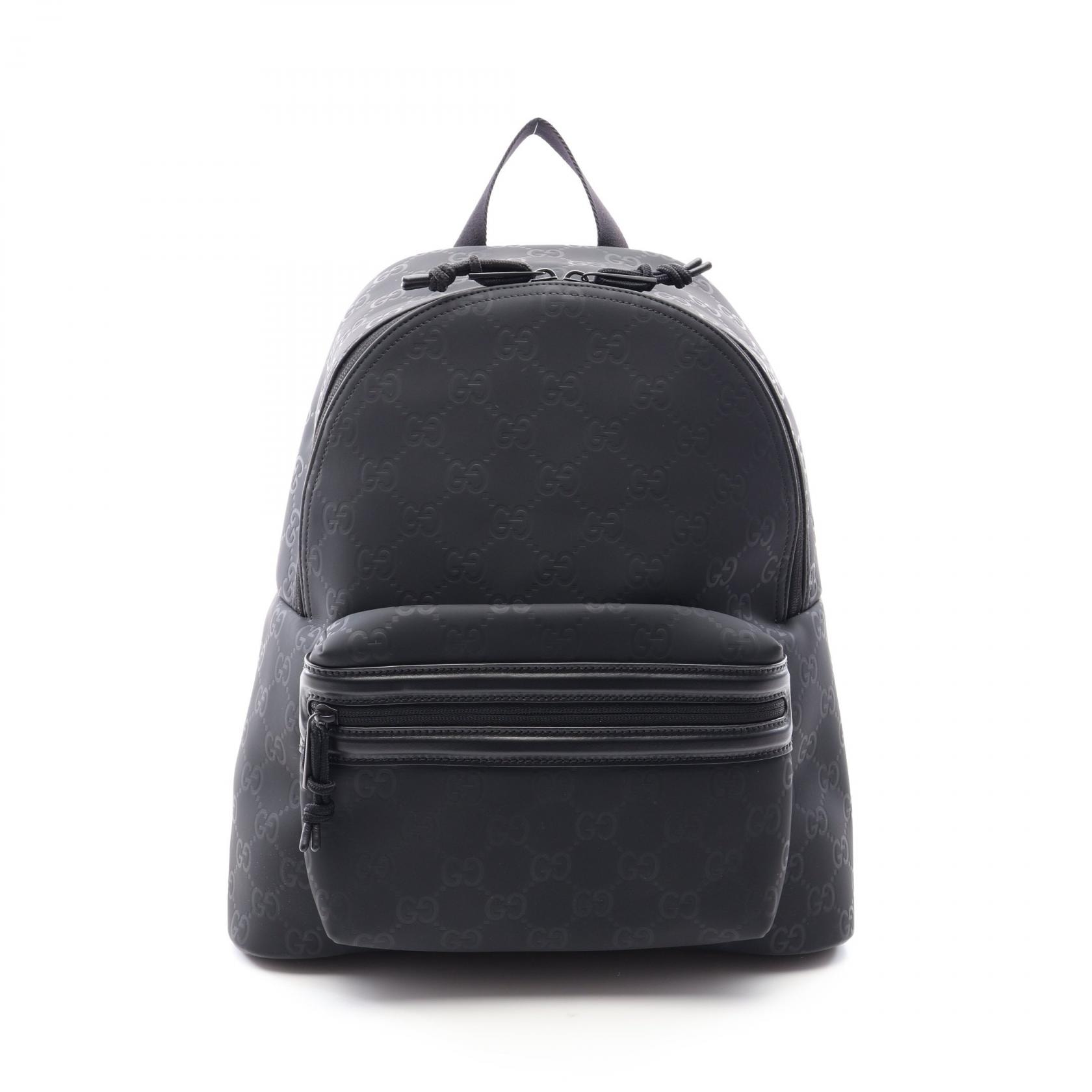 グッチ GUCCI エッジ ミディアム リュックサック バックパック バッグ ラバー メンズ ブラック系 834491 【中古】
