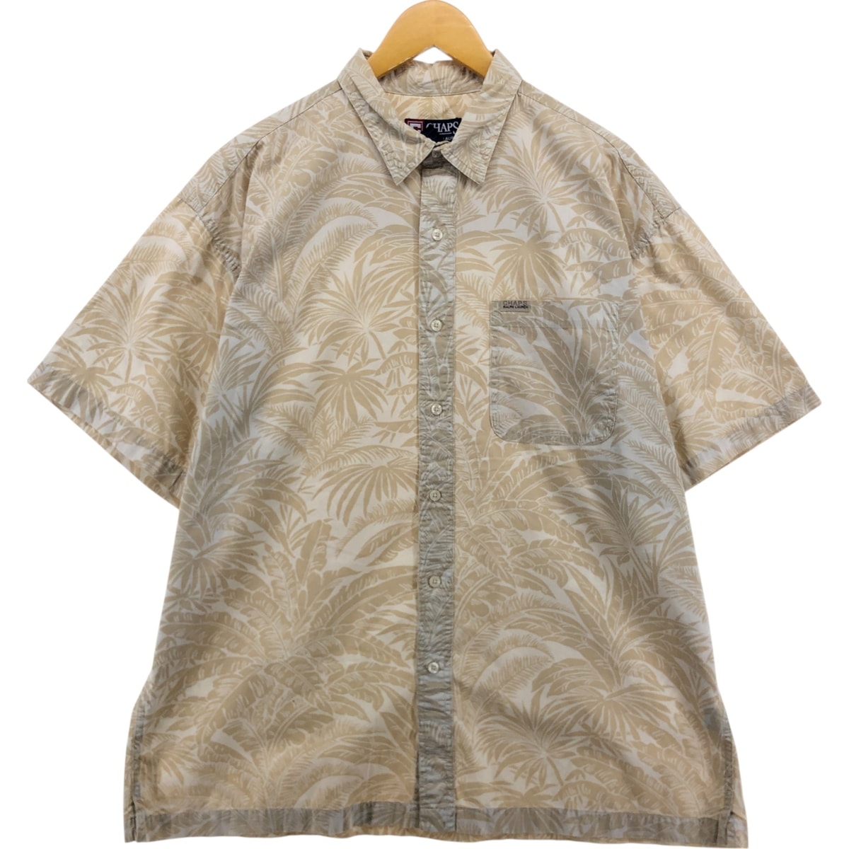 古着 90年代 ラルフローレン Ralph Lauren CHAPS チャップス 総柄 リーフ柄 ハワイアンアロハシャツ ボックスシャツ メンズXL相当 ヴィンテージ/eaa560151
