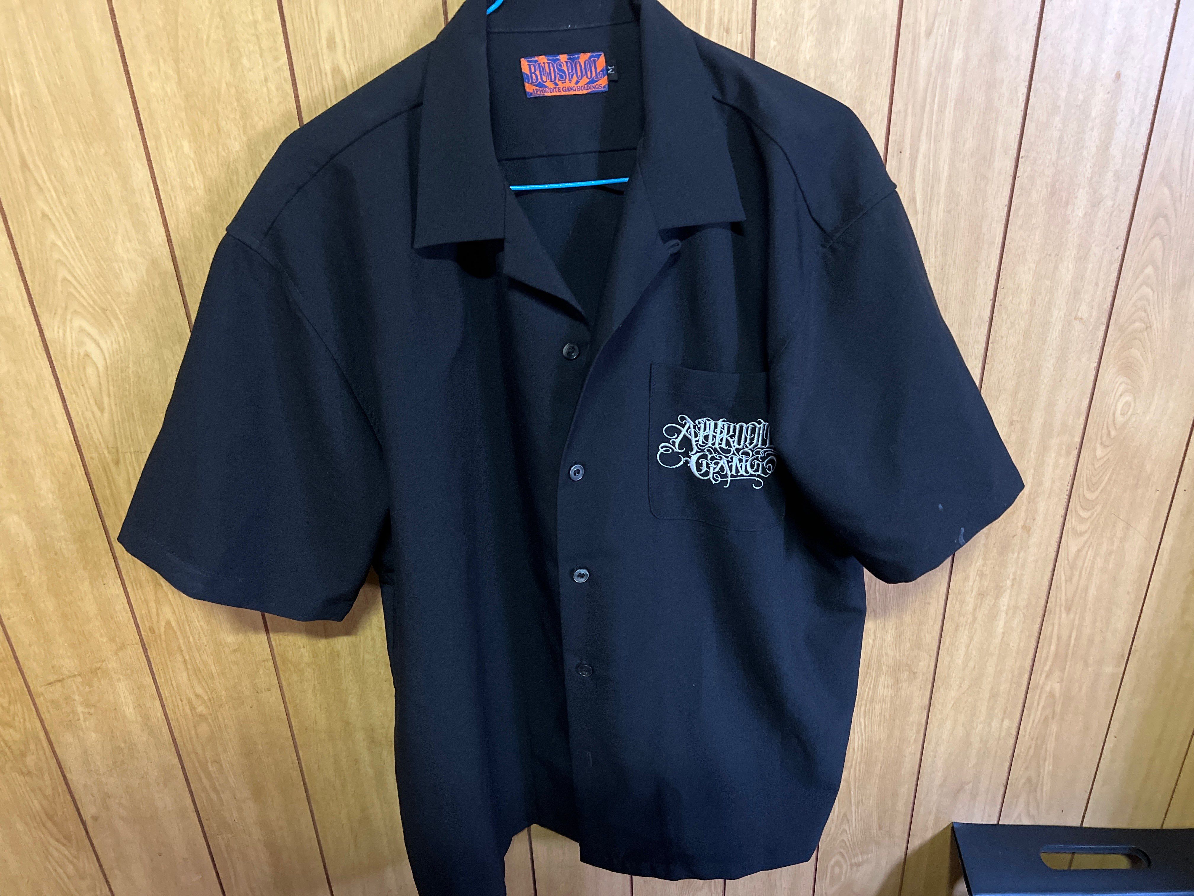 APHRODITEGANG Bud Spool Classic Logo S/S Open Collar Shirt "Black"