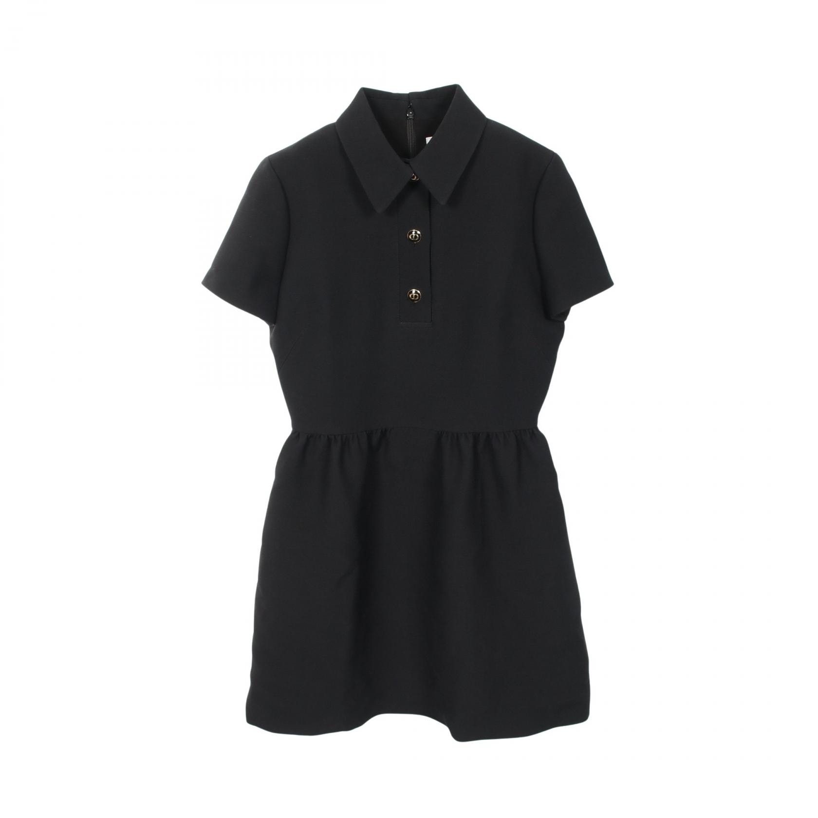 ディオール Dior CDボタン ドレス ワンピース 衣料品 トップス ウール シルク レディース ブラック系 111R07A1166 【中古】