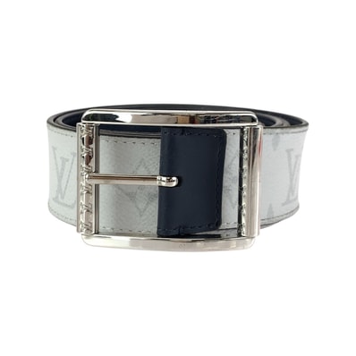 LOUIS VUITTON ルイヴィトン モノグラム サンチュールリ ヴェルソ 95cm/38インチ ホワイト ブラック シルバー金具 PVC ベルト 601208 【中古】