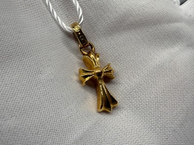 Chrome Hearts 22K Cross Baby Fat Charm "Yellow Gold"
