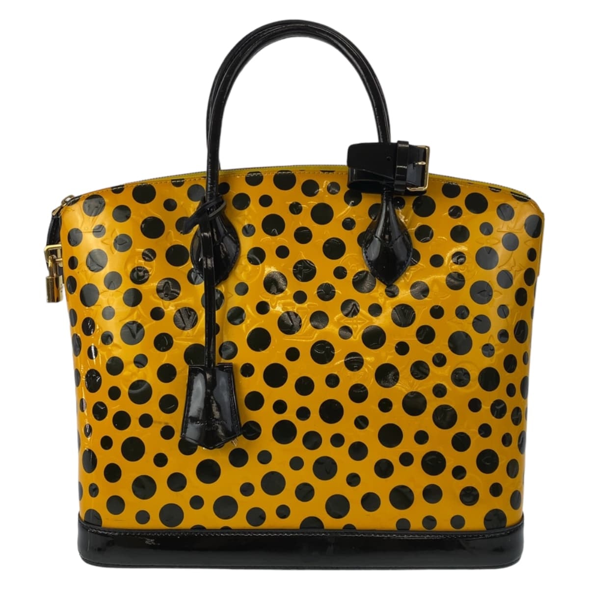 LOUIS VUITTON ルイヴィトン ヴィンテージ モノグラム ヴェルニ ロックイットMM 草間彌生 イエロー ブラック ゴールド金具 パテントレザー ハンドバッグ トートバッグ 603089 【中古】