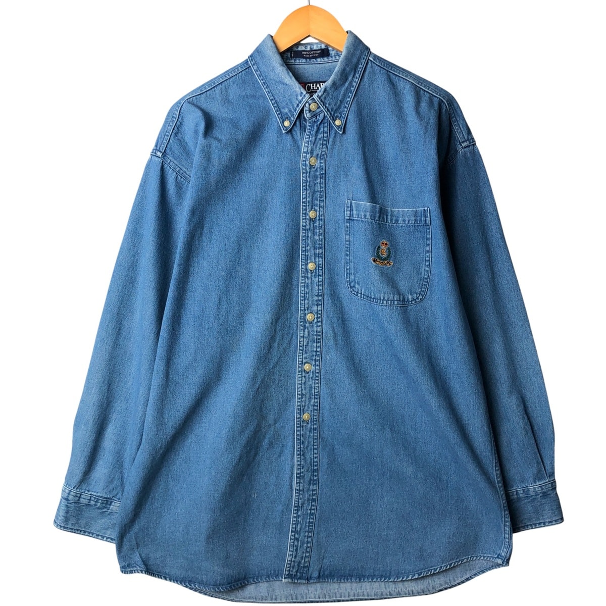 古着 ラルフローレン Ralph Lauren CHAPS チャップス 長袖 ボタンダウンデニムシャツ メンズL相当/eaa590960