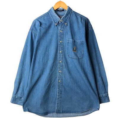 古着 ラルフローレン Ralph Lauren CHAPS チャップス 長袖 ボタンダウンデニムシャツ メンズL相当/eaa590960