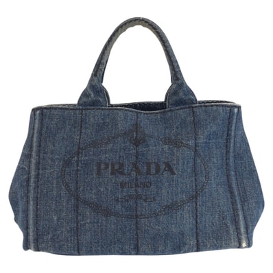 PRADA プラダ カナパ ブルー ゴールド金具 デニム トートバッグ ハンドバッグ 603341 【中古】