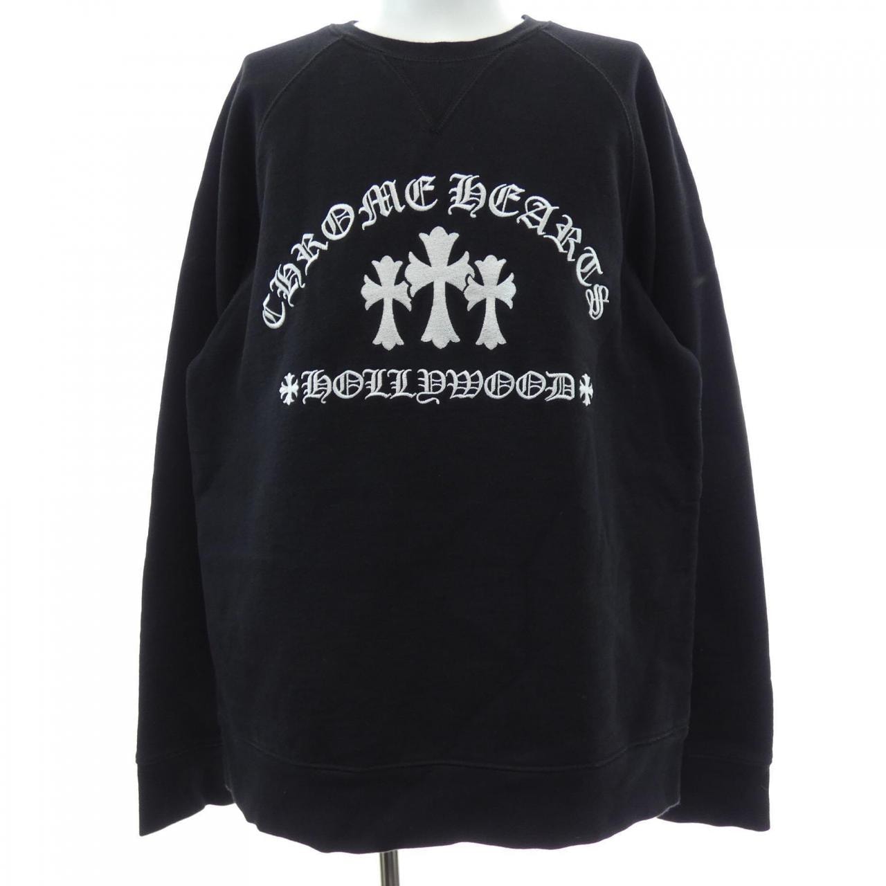 Chrome Hearts Sailin on Crew Triple Cross Logo Embroidery Sweat with Label "Black"