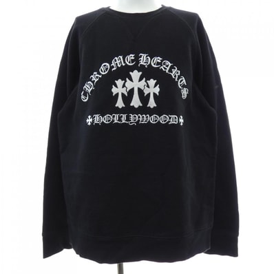Chrome Hearts Sailin on Crew Triple Cross Logo Embroidery Sweat with Label "Black"