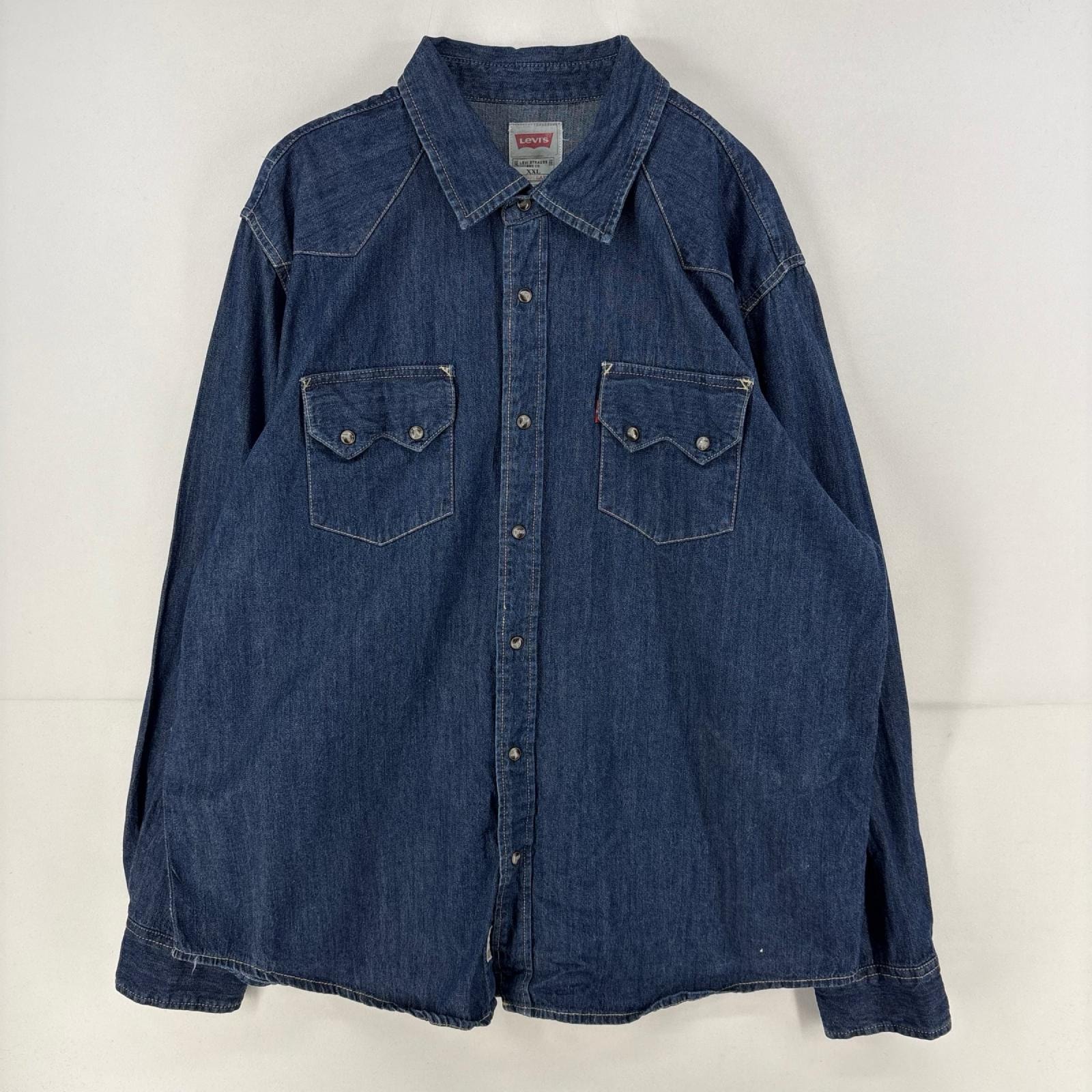 古着 リーバイス Levi's 長袖シャツ レッドタブ 大きいサイズ ウエスタシャツ デニム 2XL  ブルー メンズ