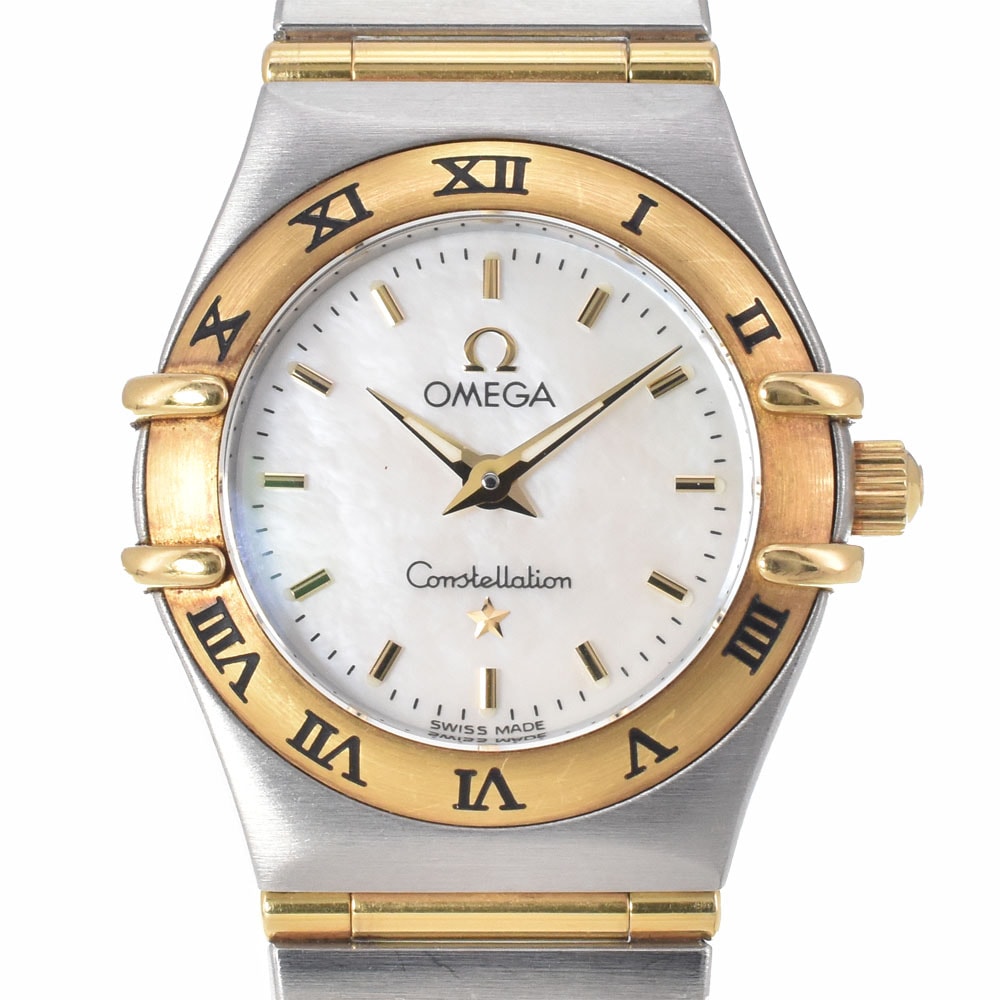 オメガ OMEGA 1262.70 コンステレーション ミニ SS/K18YG ホワイトシェル クォーツ レディース 美品 箱・保証書付き 腕時計 L#150899
