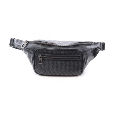 ボッテガヴェネタ BOTTEGA VENETA イントレチャート ウエストバッグ ボディバッグ バッグ カーフレザー メンズ ブラック系 【中古】
