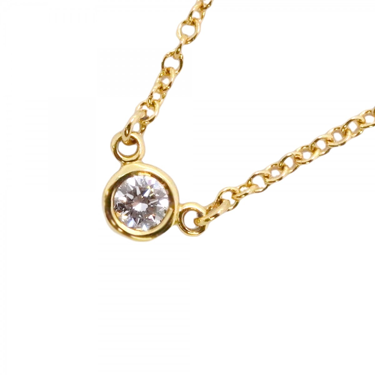 【6jdb0427-15】ティファニー ネックレス バイザヤード 1PD K18YG イエローゴールド ダイヤモンド【中古】レディース