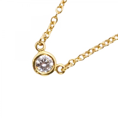 【6jdb0427-15】ティファニー ネックレス バイザヤード 1PD K18YG イエローゴールド ダイヤモンド【中古】レディース